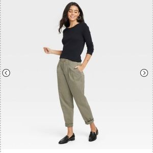 Target Women's Pleat Front Tapered Chino Pants - A New Day™ -Size 14 Olive Green